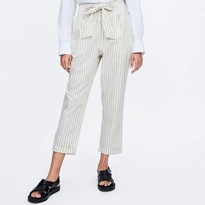 Zara High Rise Cream And Tan Pants With Bow Waist. Size M